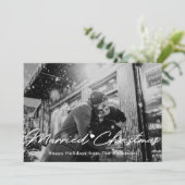 Kerstverlichting Getrouwd Kerstmis Foto Overlay Feestdagenkaart (Staand voorkant)