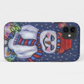 Kerstverlichting glimlachende sneeuwman Case-Mate iPhone case (Achterkant (horizontaal))