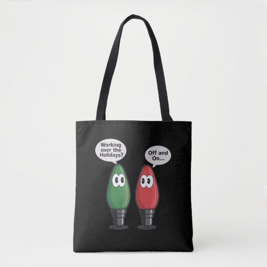 Kerstverlichting grap lamp werken uit op tote bag (Voorkant)