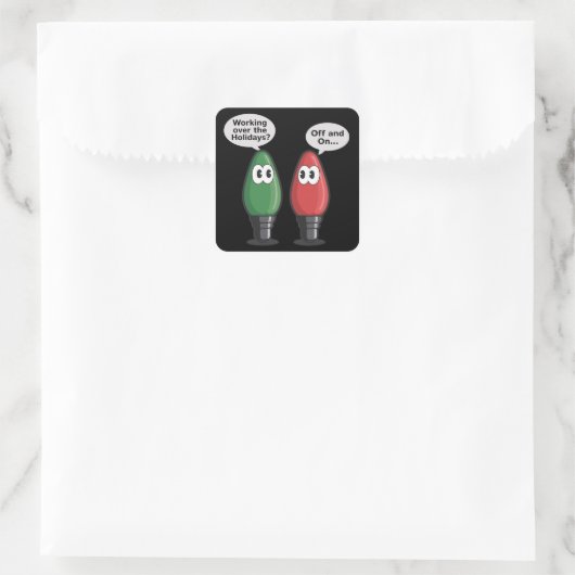 Kerstverlichting grap lamp werken uit op vierkante sticker (Tas)