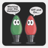 Kerstverlichting grap lamp werken uit op vierkante sticker (Voorkant)