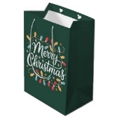 Kerstverlichting Grappige Kerst Vakantie Medium Cadeauzakje (Achterkant Gekanteld)