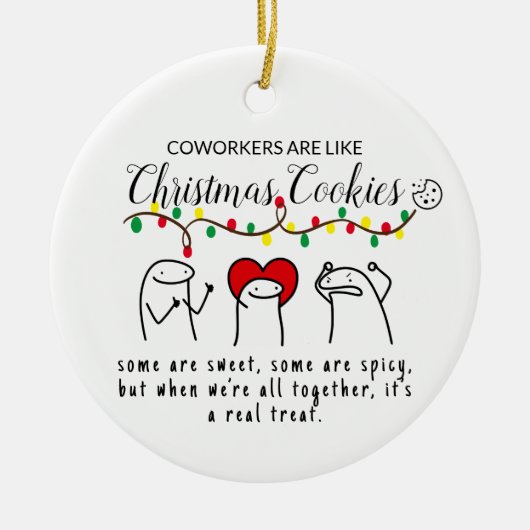 Kerstverlichting Grappige Medewerker Meme Art Whit Keramisch Ornament (Voorkant)