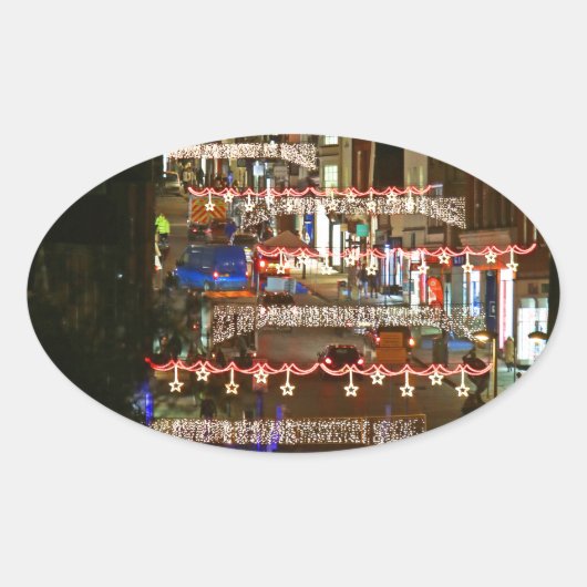 Kerstverlichting Guildford Ovale Sticker (Voorkant)