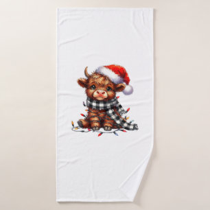 Kerstverlichting Highland Koe Baby Kerstlicht Badhanddoek