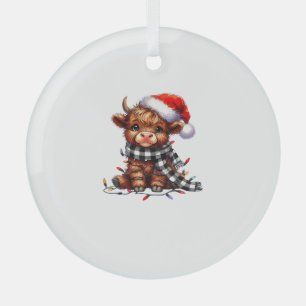 Kerstverlichting Highland Koe Baby Kerstlicht Glas Ornament