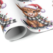 Kerstverlichting Highland Koe Santa Hat Cadeaupapier (Rol Hoek)