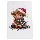 Kerstverlichting Highland Koe Santa Hat Medium Cadeauzakje (Voorkant)