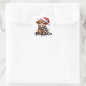 Kerstverlichting Highland Koe Santa Hat Vierkante Sticker (Tas)