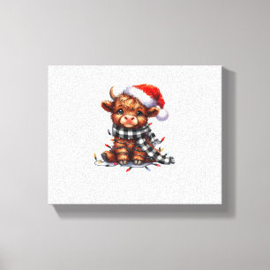 Kerstverlichting Highland Koe Vintage Schattige Hi Canvas Afdruk