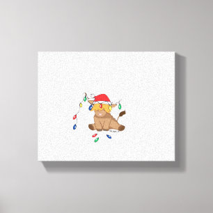 kerstverlichting hoogland koe lelijke zweten canvas afdruk