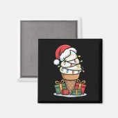 Kerstverlichting Ijsje Met Kerstmannenhoed Des Magneet (Voorkant / Achterkant)