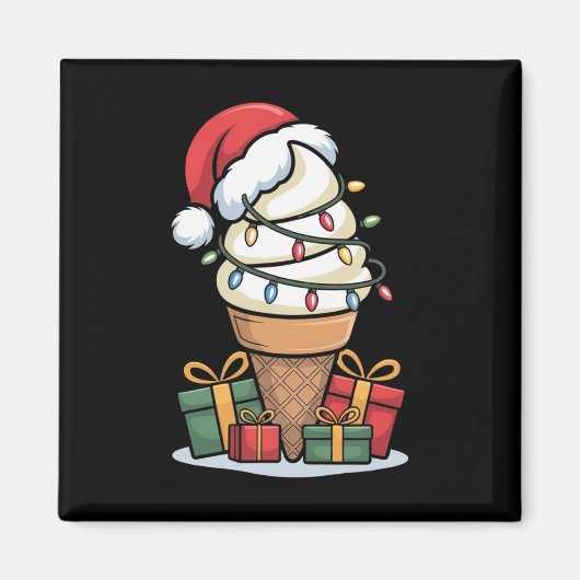 Kerstverlichting Ijsje Met Kerstmannenhoed Des Magneet (Voorkant)