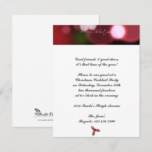 Kerstverlichting in het rood kaart (Voorkant / Achterkant)