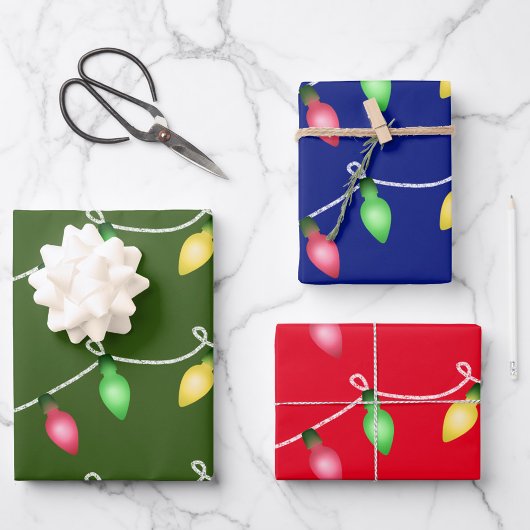 Kerstverlichting Inpakpapier 3 Vellen