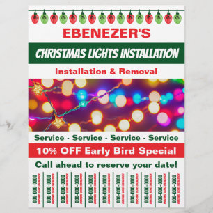 Kerstverlichting installatie met scheur uit strips flyer