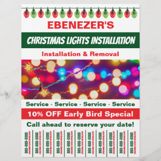 Kerstverlichting installatie met scheur uit strips flyer