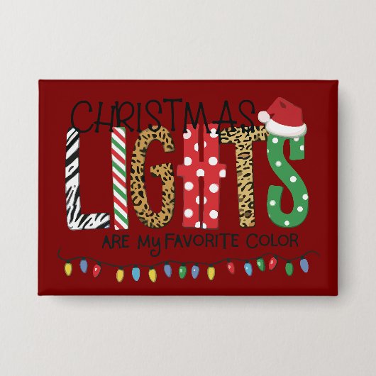 Kerstverlichting is mijn favoriete kleur Santa Xma Button (Voorkant)