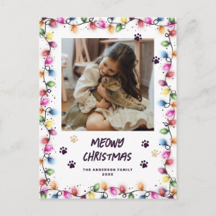 Kerstverlichting Kat Pootjes Paars Foto Meowy Briefkaart