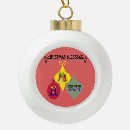 kerstverlichting keramische bal ornament (Voorkant)