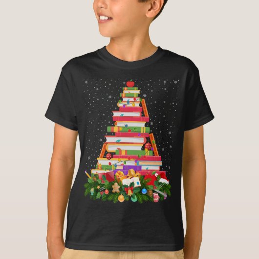 Kerstverlichting kerstkerstkerstman met libraars b t-shirt (Voorkant)