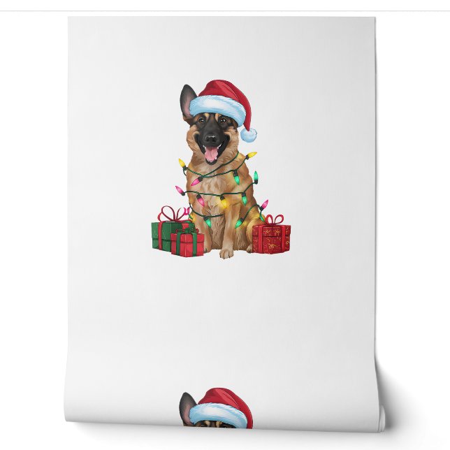 Kerstverlichting kerstman — Belgisch Malinois Dog  Behang (Afrollen)