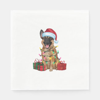 Kerstverlichting kerstman — Belgisch Malinois Dog  Servet