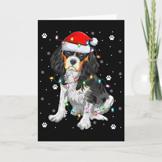 Kerstverlichting Kerstman Cavalier King Charles Sp Kaart (Voorkant)