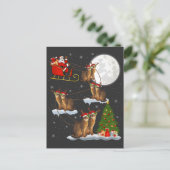 Kerstverlichting - Kerstman die de abyssische kat  Briefkaart (Staand voorkant)