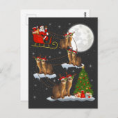 Kerstverlichting - Kerstman die de abyssische kat  Briefkaart (Voorkant / Achterkant)