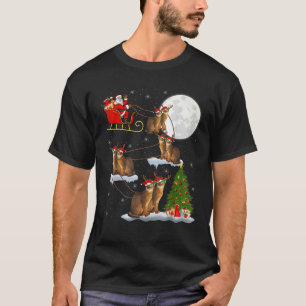Kerstverlichting - Kerstman die de abyssische kat T-shirt