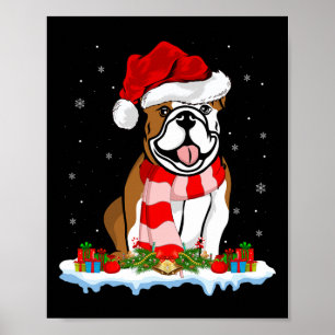 Kerstverlichting Kerstman Hoed Amerikaanse Bulldog Poster