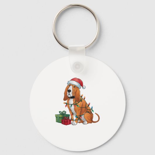 Kerstverlichting Kerstman Hoed Bloedhond Kerstmis Sleutelhanger (Voorkant)