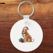 Kerstverlichting Kerstman Hoed Bloedhond Kerstmis Sleutelhanger (Voorkant)