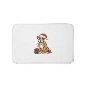 Kerstverlichting Kerstman Hoed Boxer Hond Kerstmis Badmat
