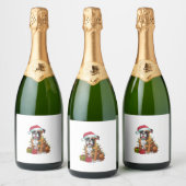 Kerstverlichting Kerstman Hoed Bullboxer Hond Kers Sparkling Wijnetiket (Flessen)