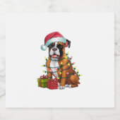 Kerstverlichting Kerstman Hoed Bullboxer Hond Kers Sparkling Wijnetiket (Enkel label)