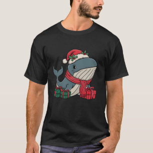 Kerstverlichting Kerstman Hoed Bultrug Walvis Kers T-shirt
