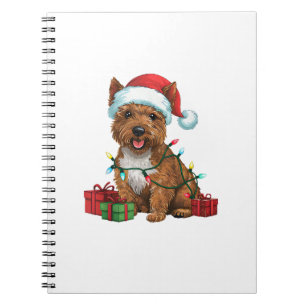 Kerstverlichting Kerstman Hoed Cairn Terrier Hond Notitieboek