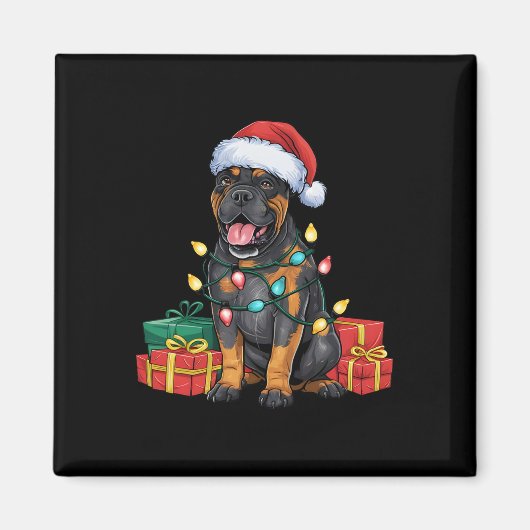 Kerstverlichting Kerstman Hoed Cane Corso Hond Ker Magneet (Voorkant)