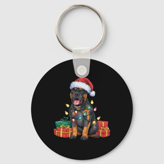 Kerstverlichting Kerstman Hoed Cane Corso Hond Ker Sleutelhanger (Voorkant)