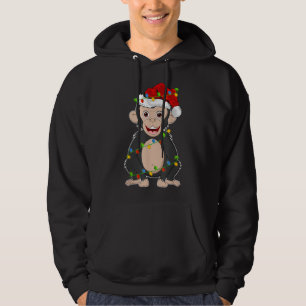 Kerstverlichting Kerstman Hoed Chimpansee Kerstmis Hoodie