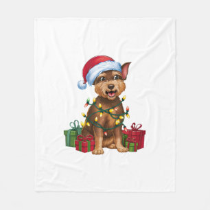 Kerstverlichting Kerstman Hoed Chinese Crested Dog Fleece Deken