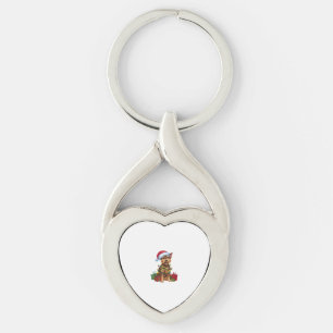 Kerstverlichting Kerstman Hoed Chinese Crested Dog Sleutelhanger