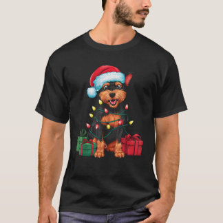 Kerstverlichting Kerstman Hoed Chinese Crested Dog T-shirt
