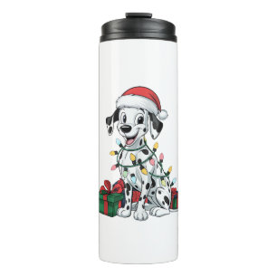 Kerstverlichting Kerstman Hoed Dalmatische Hond Ke Thermosbeker