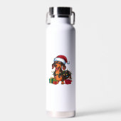 Kerstverlichting Kerstman Hoed Das Hond Kerstmis Waterfles (Voorkant)