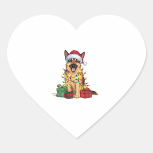 Kerstverlichting Kerstman Hoed Duitse Herder Hond Hart Sticker
