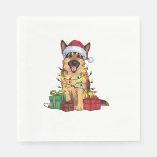 Kerstverlichting Kerstman Hoed Duitse Herder Hond Servet