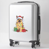 Kerstverlichting Kerstman Hoed Duitse Herder Hond Sticker (Koffer)